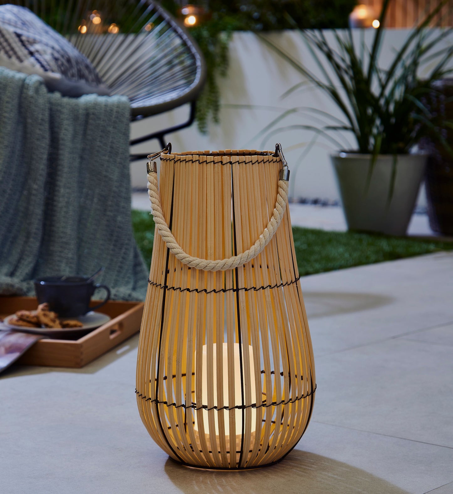 Azore Bamboo LED Lantern